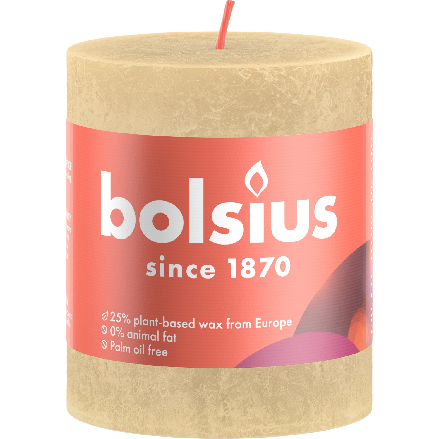 Bolsius Rustik-Kerze Shine Winter Edition Ø 6,8 cm x 8 cm Haferbeige