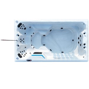 Canadian Spa Swim Spa St. Lawrence Sport für 3 Personen, 390x226x120 cm, mit Schwimmbereich und Massagedüsen.