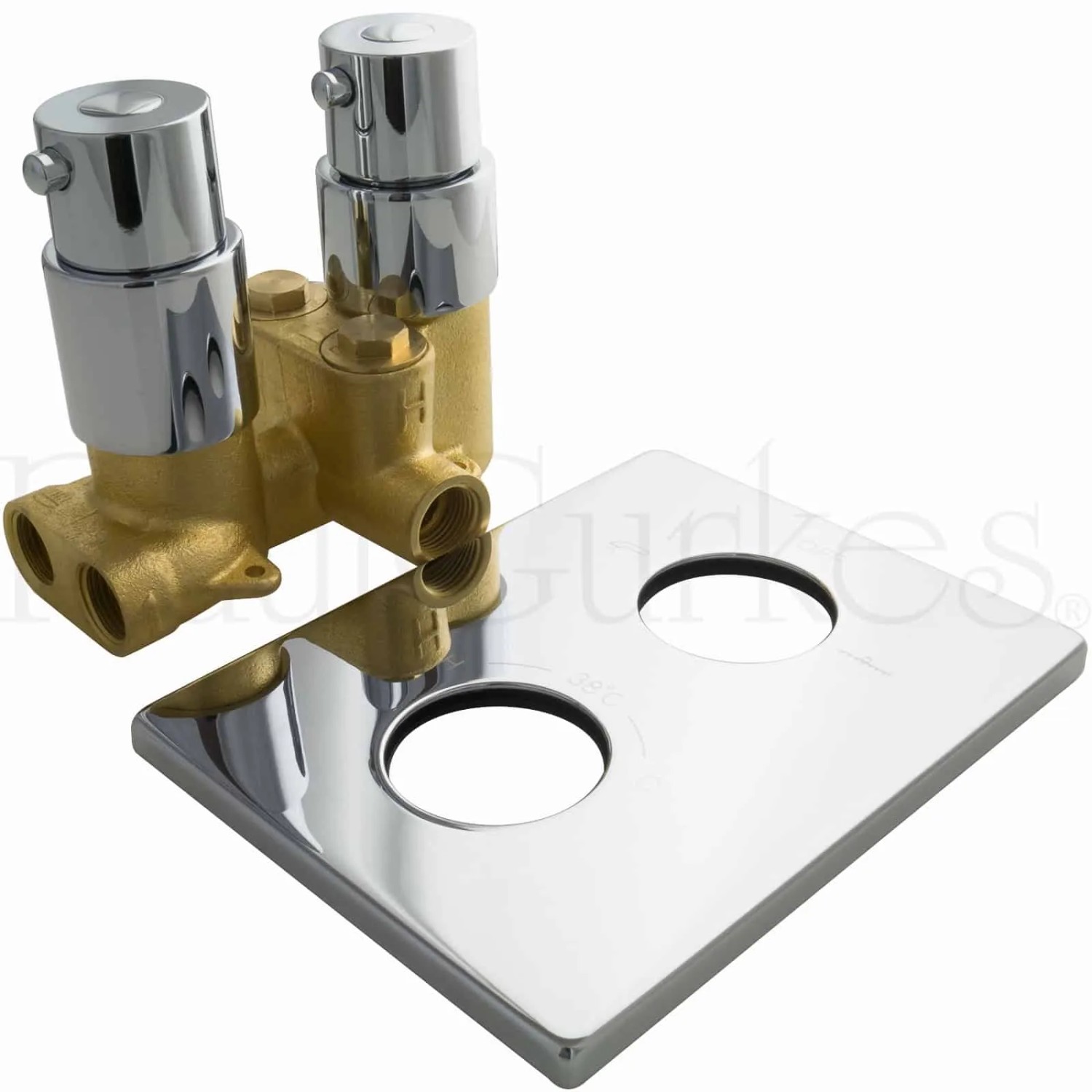 PaulGurkes Unterputz Duschsystem mit Thermostat, Messing verchromt.