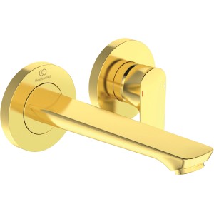 Ideal Standard Connect Air Wand-Waschtischarmatur, Ausladung 18,5 cm, gebürstetes Gold.