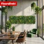 Dekorative Kunstpflanzenwand Spring Garden, 100x100 cm, mit realistischen Blättern in verschiedenen Grüntönen.