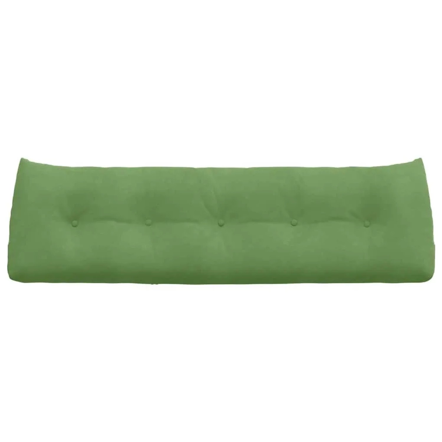 Hellgrünes Samt-Rückenkissen, 160 cm lang, mit Knopfheftung. Komfortables Kissen für Sofa oder Bett.