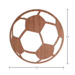 Wanddeko Fußball aus Holz (Mahagoni Furnier, 20x20cm) für Fußballfans.