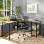 Tectake Eckschreibtisch Hamilton im Industrial Style mit Stahlgestell und Ablagefächern in Eiche Sonoma Optik.