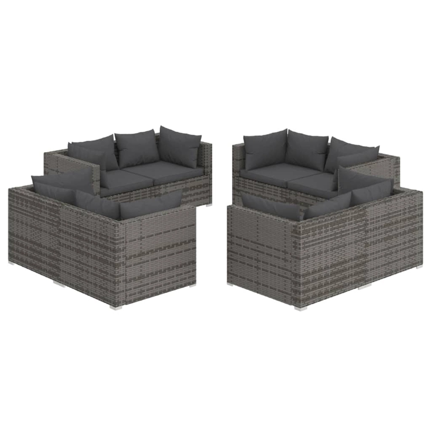 Vidaxl 8-tlg. Garten-lounge-set Mit Kissen Poly Rattan Grau günstig online kaufen