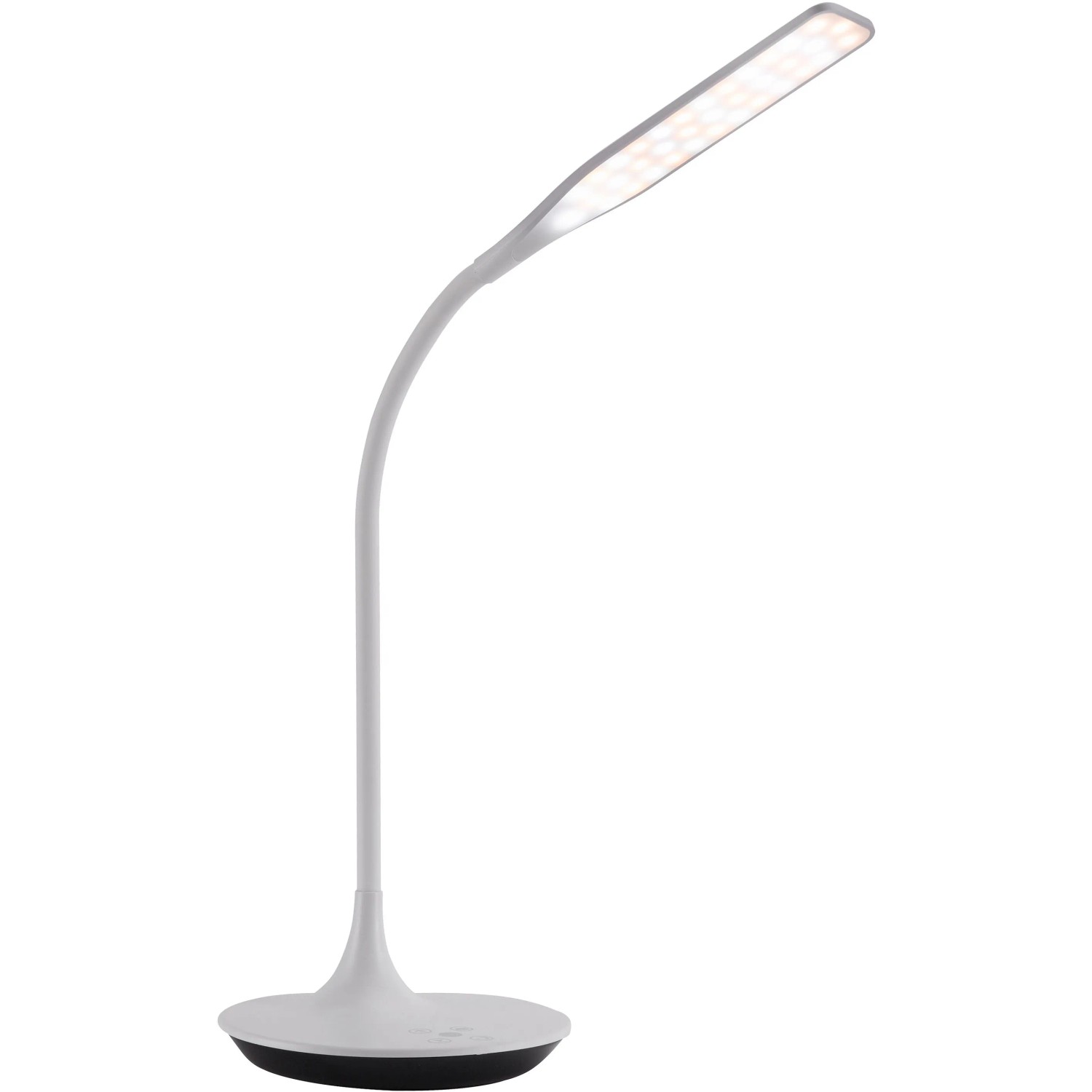 Weiße Just Light Tischleuchte Rafael, höhenverstellbar, mit Touchdimmer für Schreibtisch.