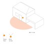 Diagramm: Steinel Bewegungsmelder IS 180-2, 180° Erfassungswinkel, 12m Reichweite, Wand- und Eckmontage.