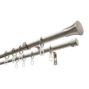 Gardinia Gardinenstangen-Set Konus, 2-läufig, Metall, mit Ringen und Trägern.