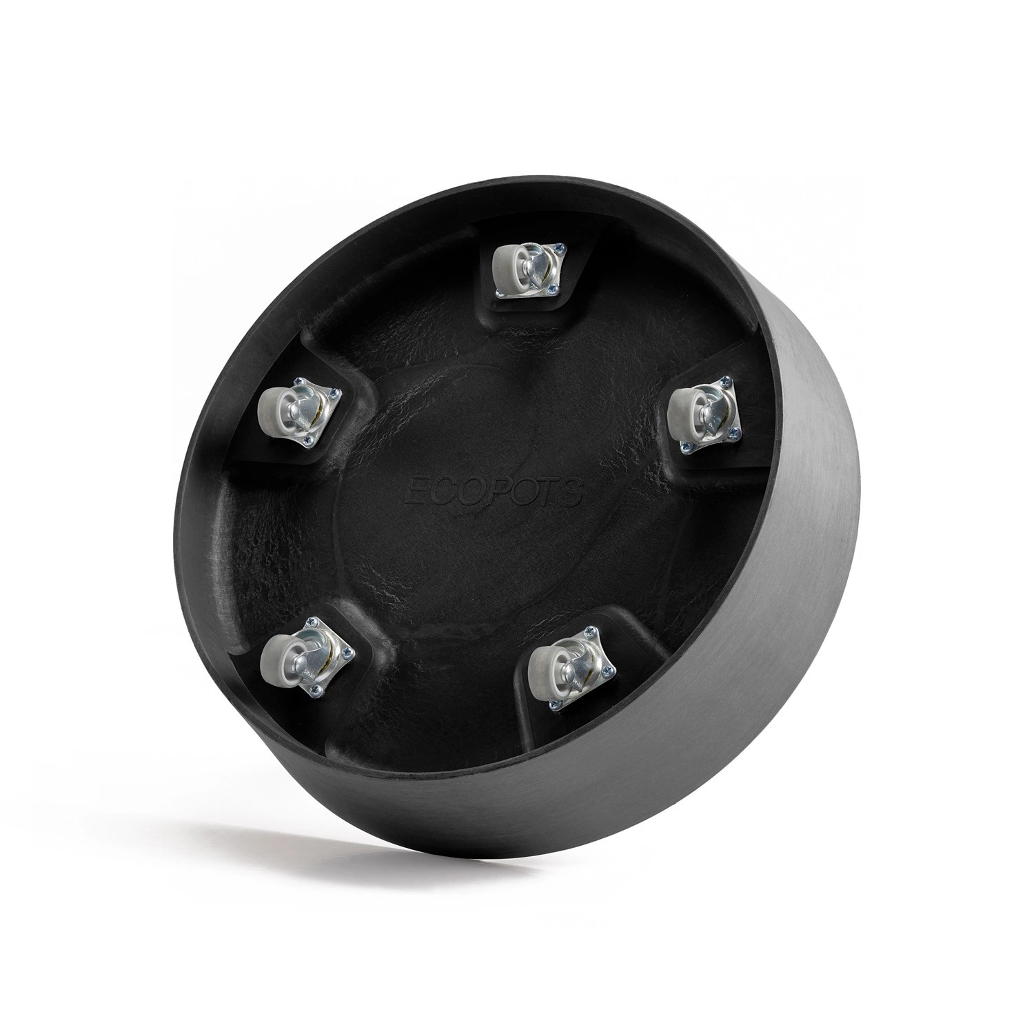 Dunkelgrauer Ecopots Untersetzer Amsterdam mit Rollen, 34,1 cm. Praktischer Pflanzenroller.