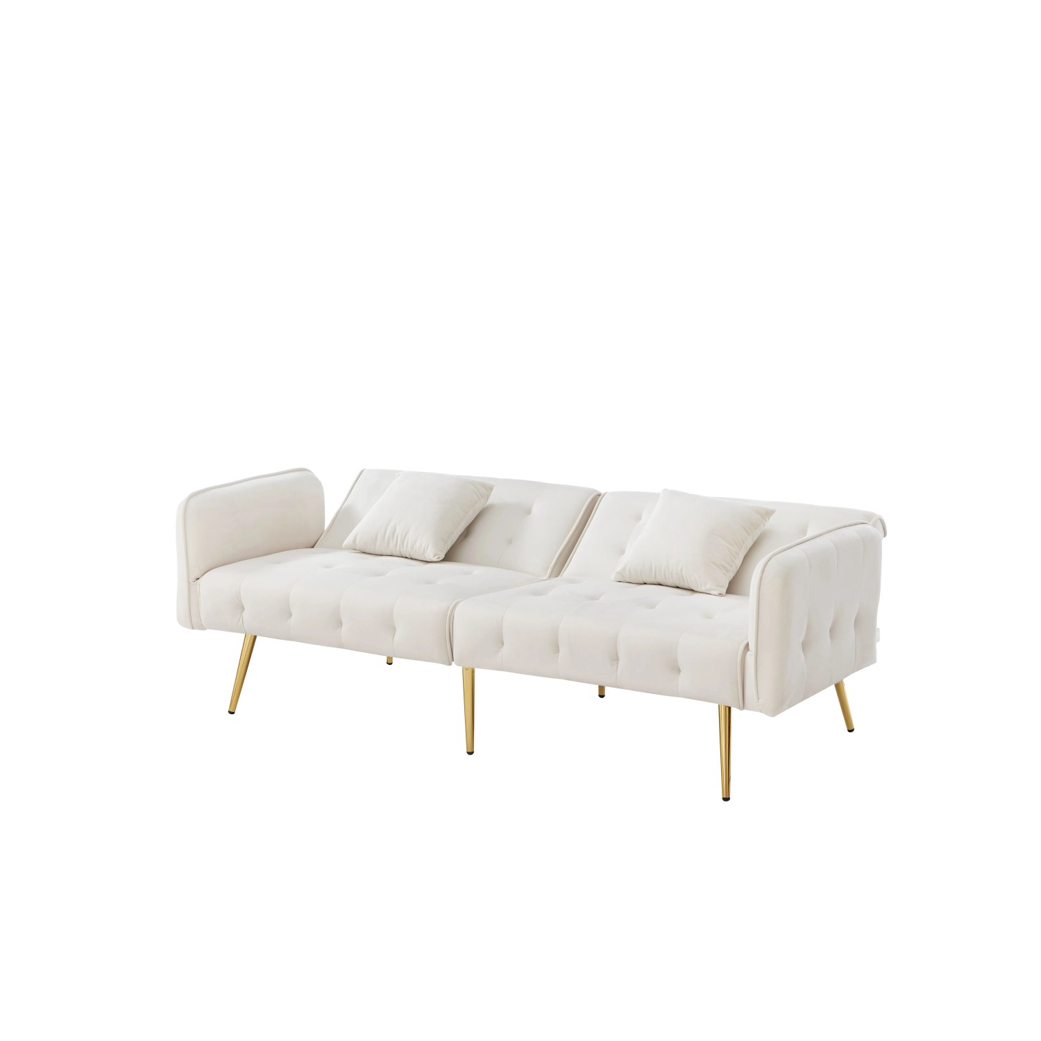 Merax Schlafsofa 2 Sitzer Bettfunktion Velours Sofa Bett
