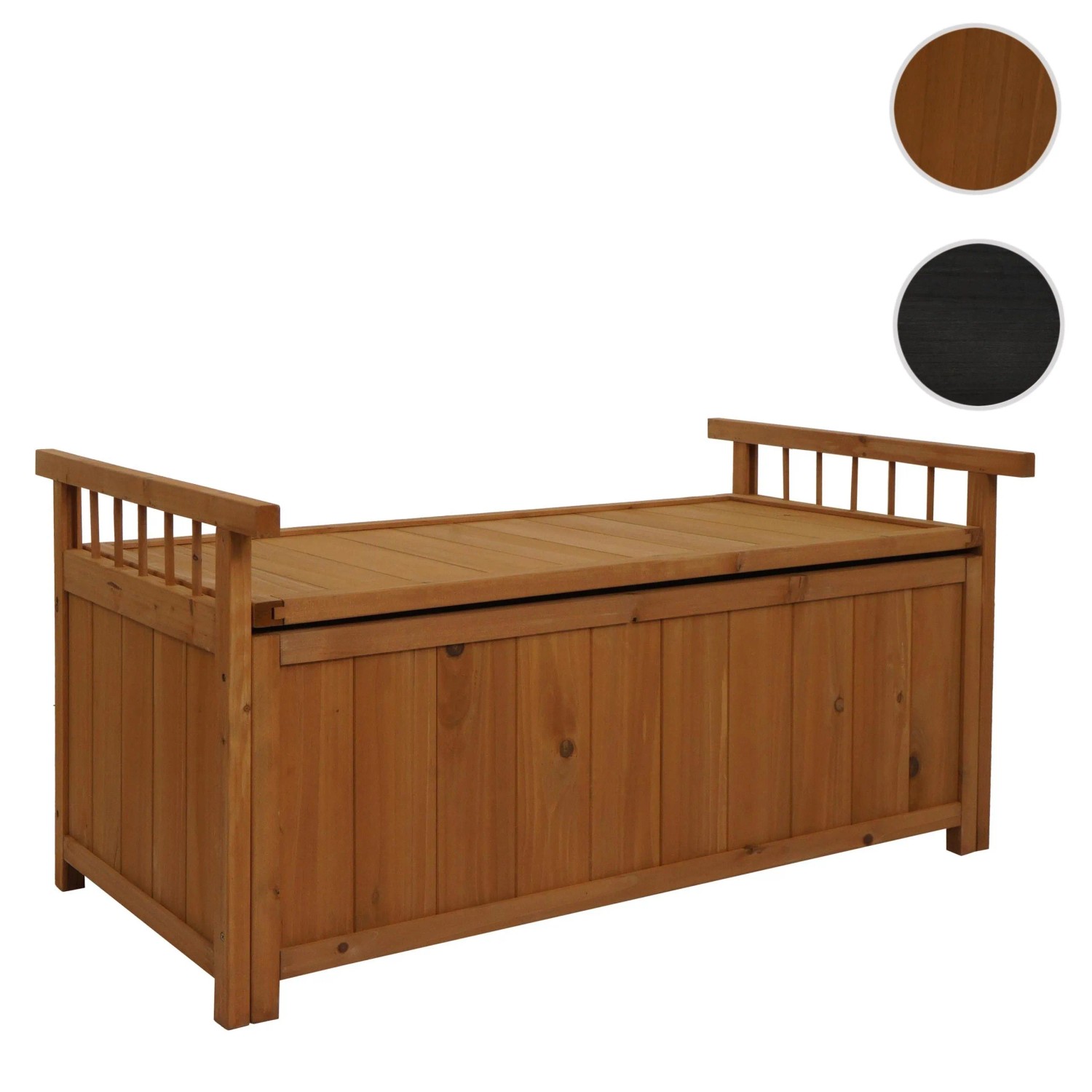 Anthrazitfarbene Proregal Aufbewahrungstruhe aus Tannenholz, 108x60x53cm, für Garten & Terrasse.