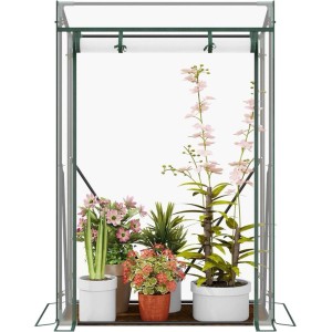 Transparentes WOLTU Foliengewächshaus 100x50x150cm mit Pflanzen.