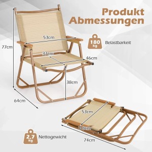 Costway 2er Set Klappbare Campingstühle Aluminiumrahmen Ultraleicht