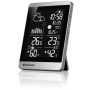 Bresser ClimateTemp NDV-NEO Funk-Wetterstation in Silber-Schwarz zeigt Temperatur, Luftfeuchtigkeit und Wettervorhersage.