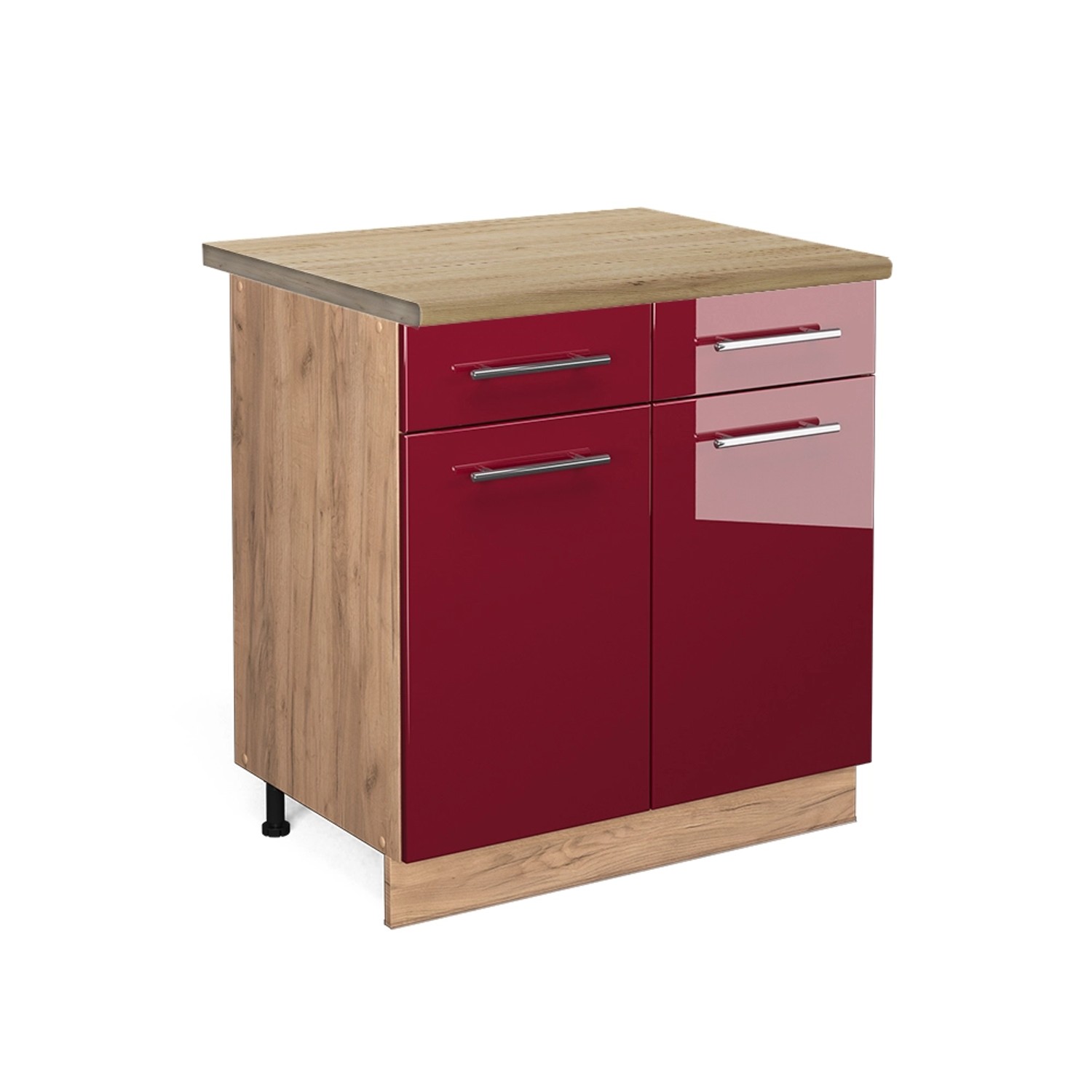 Vicco Küchenunterschrank Fame-Line Bordeaux Hochglanz/Goldkraft Eiche 80 cm günstig online kaufen