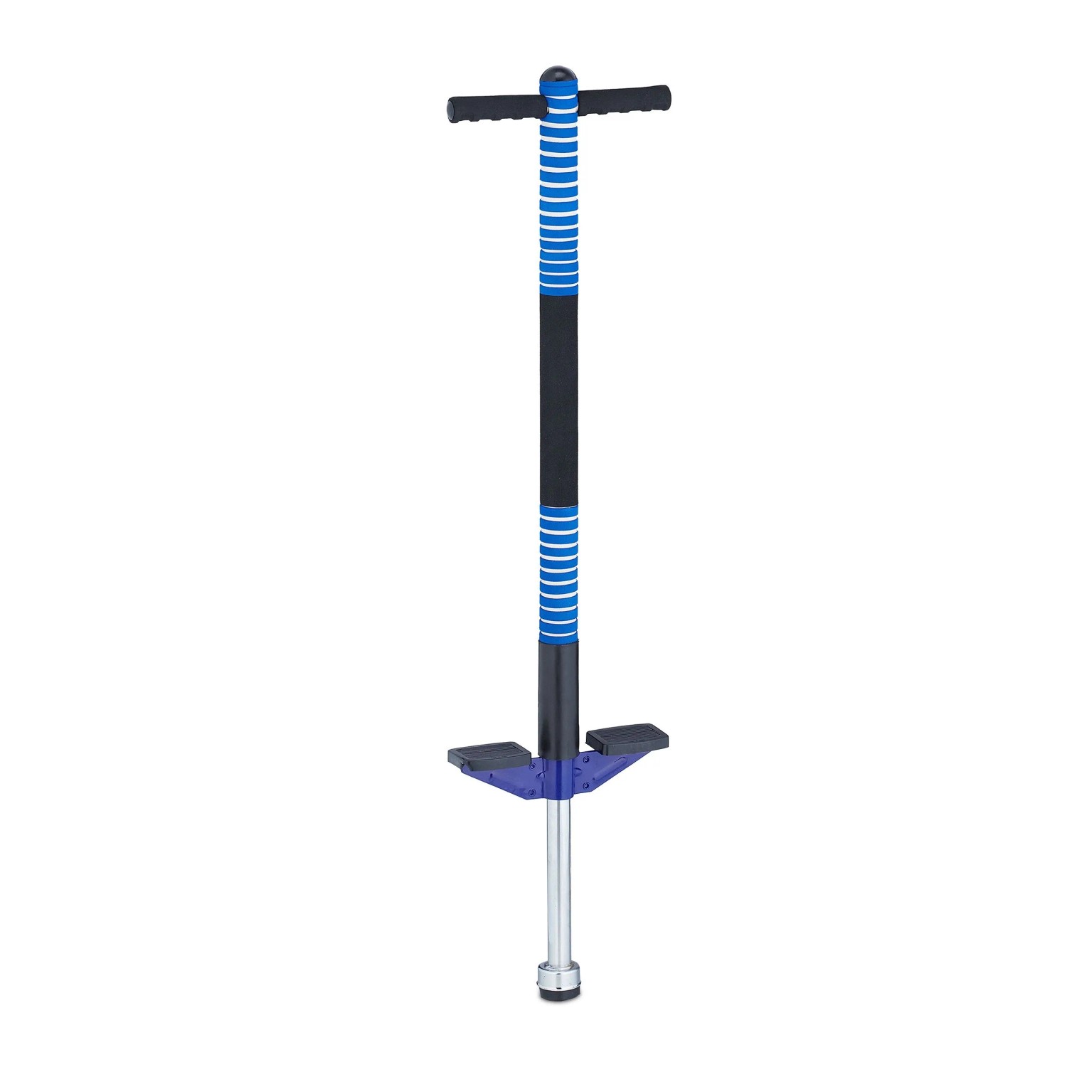 Relaxdays Pogo Stick Edelstahl Blau Rutschfest bis 35 kg 95 cm x 24 cm x 6 cm 1,6 kg