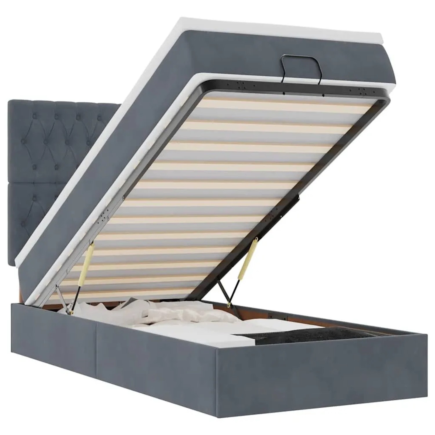 vidaXL Ottoman-Bett mit Matratzen Dunkelgrau 90x190 cm Samt 3313512