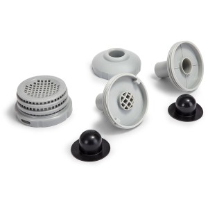 Intex Anschluss-Set mit Ø 32 mm Schlauchanschluss für Pools, bestehend aus Düsen, Sieb und Kappen.
