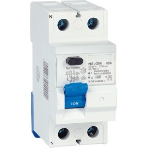 FI-Schalter 2-polig, 40A, 0,3A. Schutz vor Fehlerströmen für Hutschiene im Sicherungskasten.