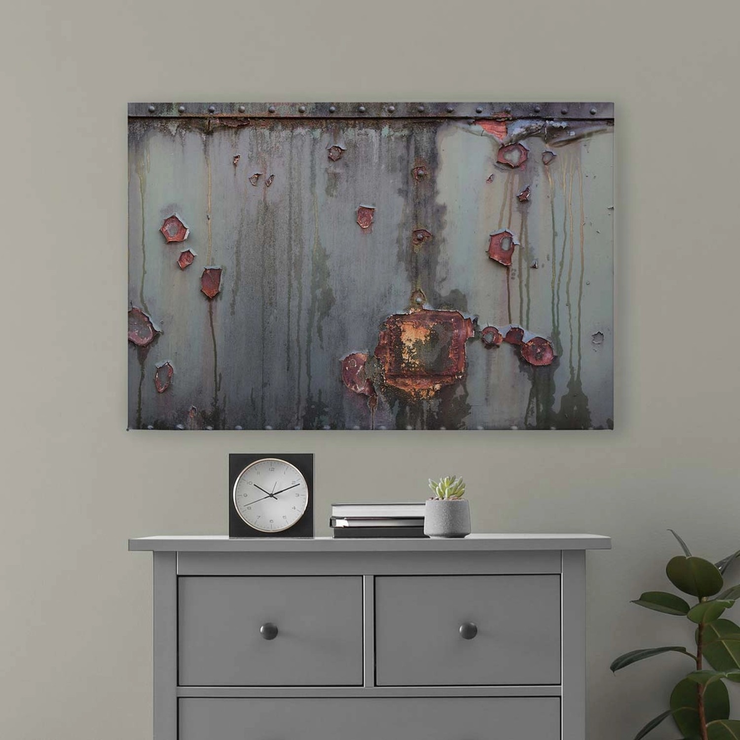 Bricoflor Wandbild Metall In 120 X 80 Cm Leinwandbild Im Industrial Style Grau Braun Ideal Für Küche Und Wohnzimmer Rost