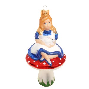 Krebs Glas Lauscha Baumschmuck Alice auf dem Pilz Mehrfarbig 15cm