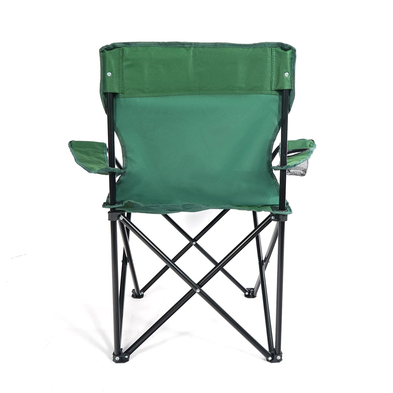 Grüner 24Move Campingstuhl Faltstuhl mit Getränkehalter und Tragetasche, Outdoor geeignet.