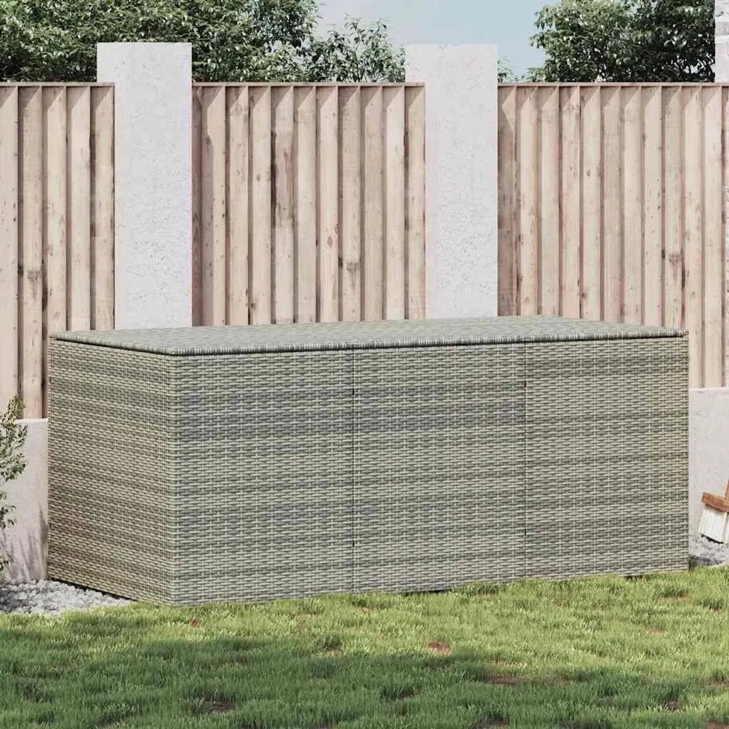 furnicato Auflagenbox Poly Rattan 180 x 90 x 70 cm Grau kaufen bei OBI