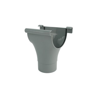 Grauer Marley Dachrinnenstutzen RG 105/75 für Kunststoff-Dachrinnen.