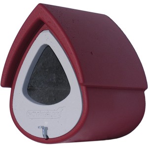 Rot-graue Nist-Halbhöhle aus Holzbeton, 27x19x23 cm, für Vögel im Garten.