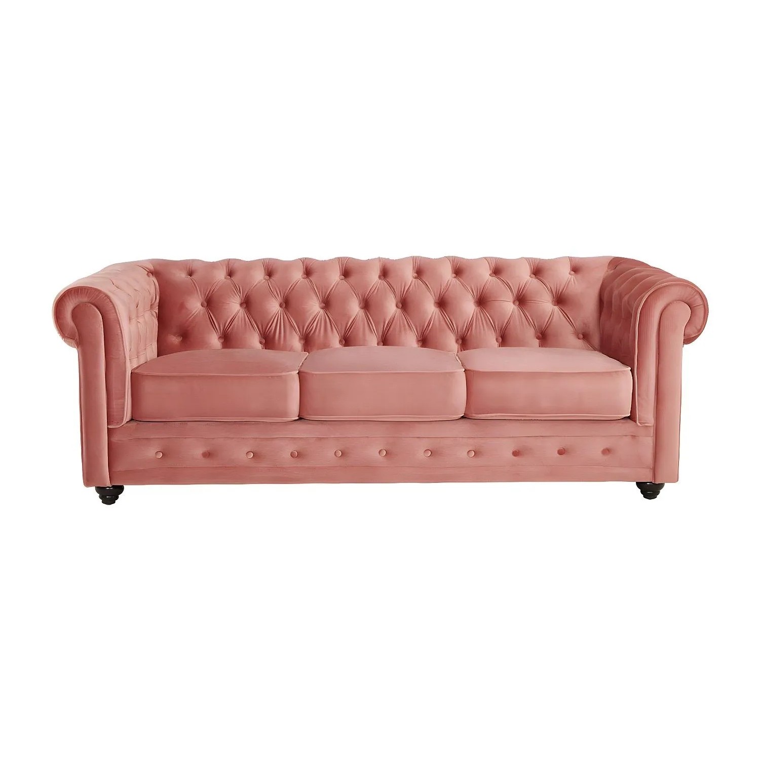 Vente-unique Sofa Ohne Schlafmöglichkeit Chesterfield Puderrosa 205 cm