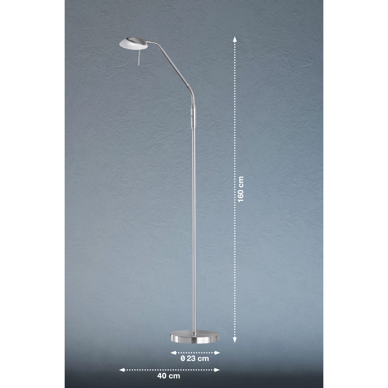 Moderne Fischer & Honsel LED-Stehleuchte Pool TW, Nickel, dimmbar, warmweiß bis tageslichtweiß einstellbar.