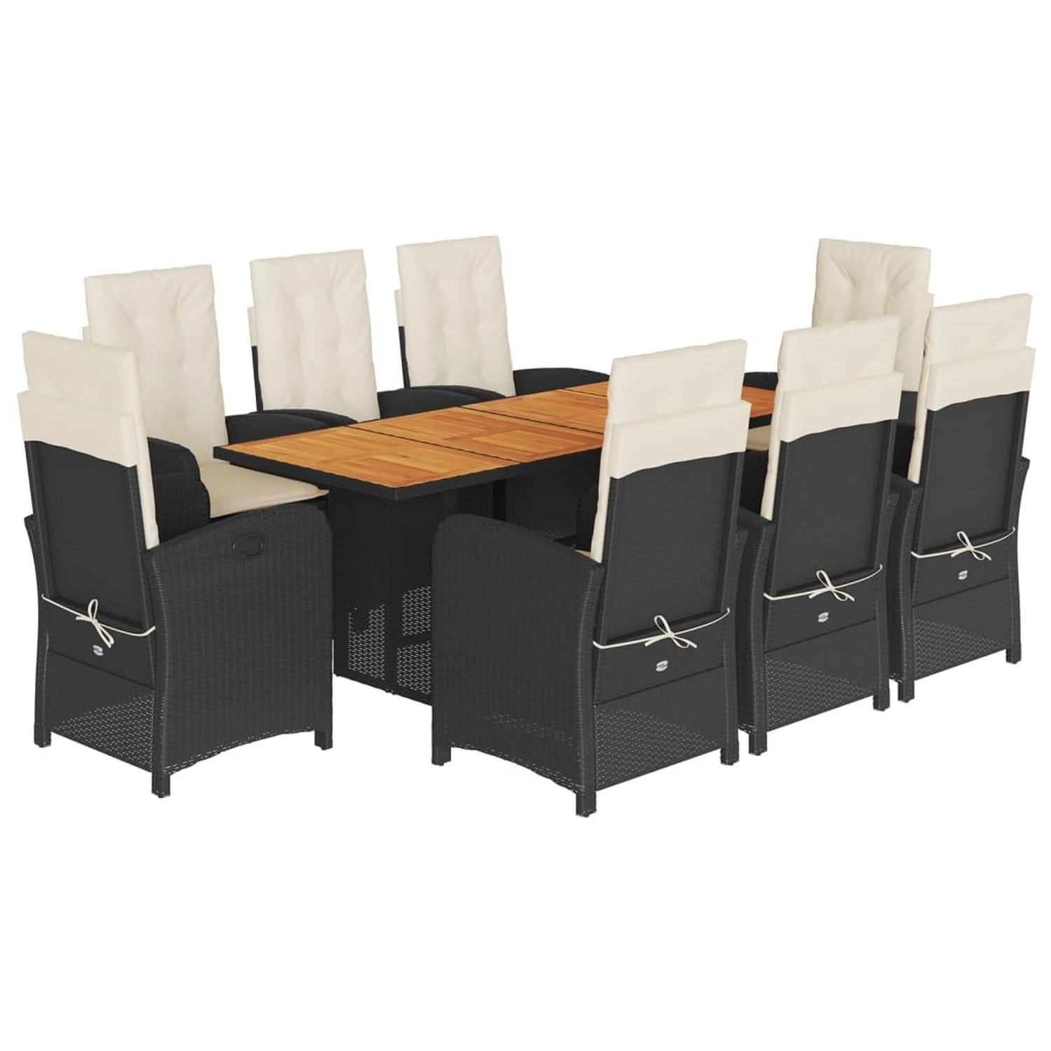 vidaXL 9-Tlg Garten-Essgruppe mit Kissen Schwarz Poly Rattan 3212274 günstig online kaufen