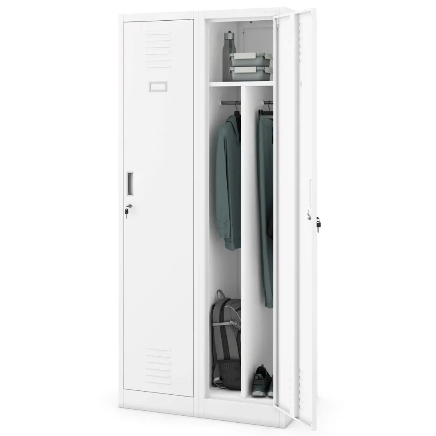 JAN NOWAK Umkleideschrank Spind KACPER 2 Abteile 180 x 80 x 50 cm Weiß