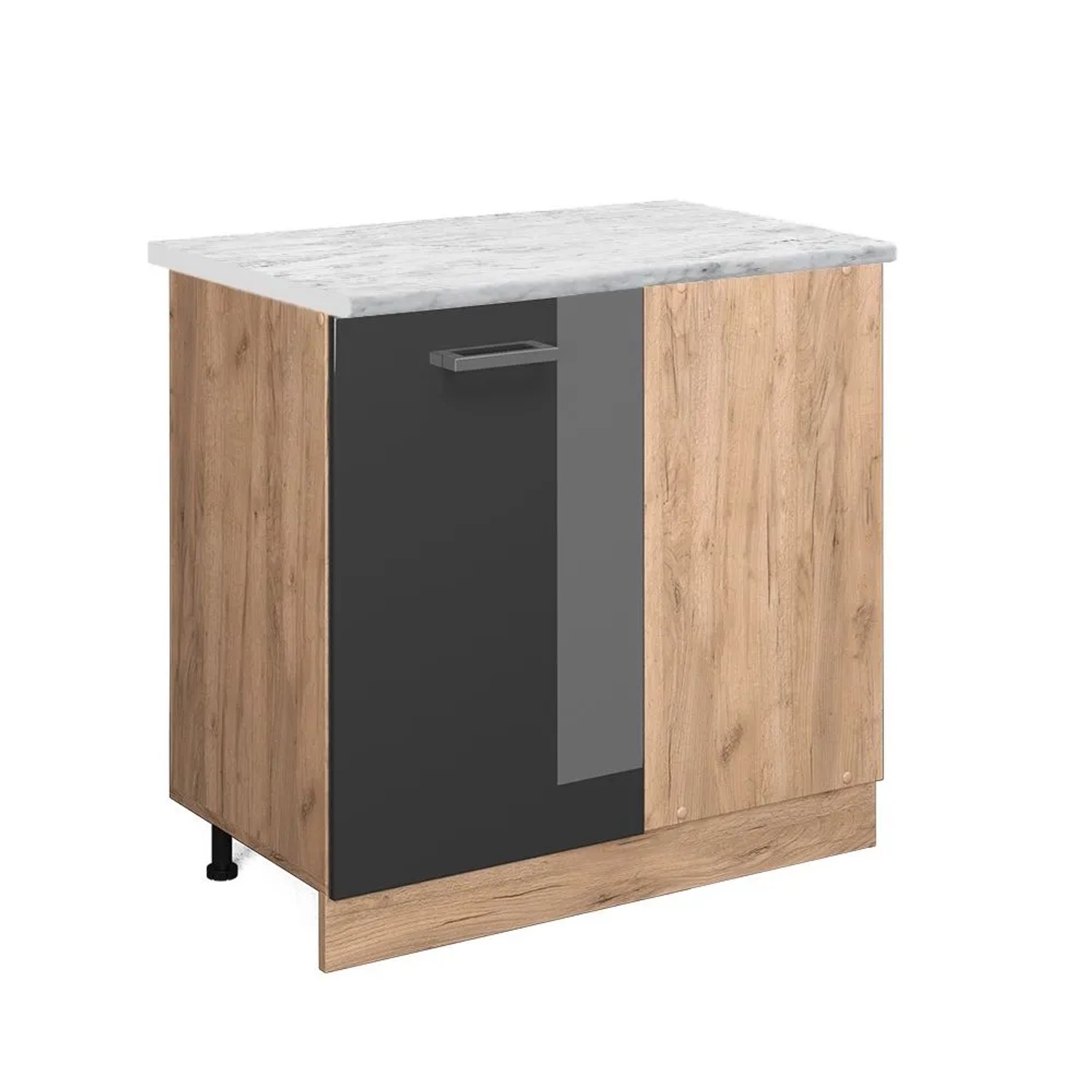 Vicco Eckunterschrank R-Line Anthrazit Hochglanz Goldkraft Eiche 86 cm AP Marmor