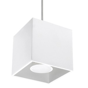 Weiße Sollux Lighting Hängeleuchte Quad 1, quadratische Form für moderne Beleuchtung.