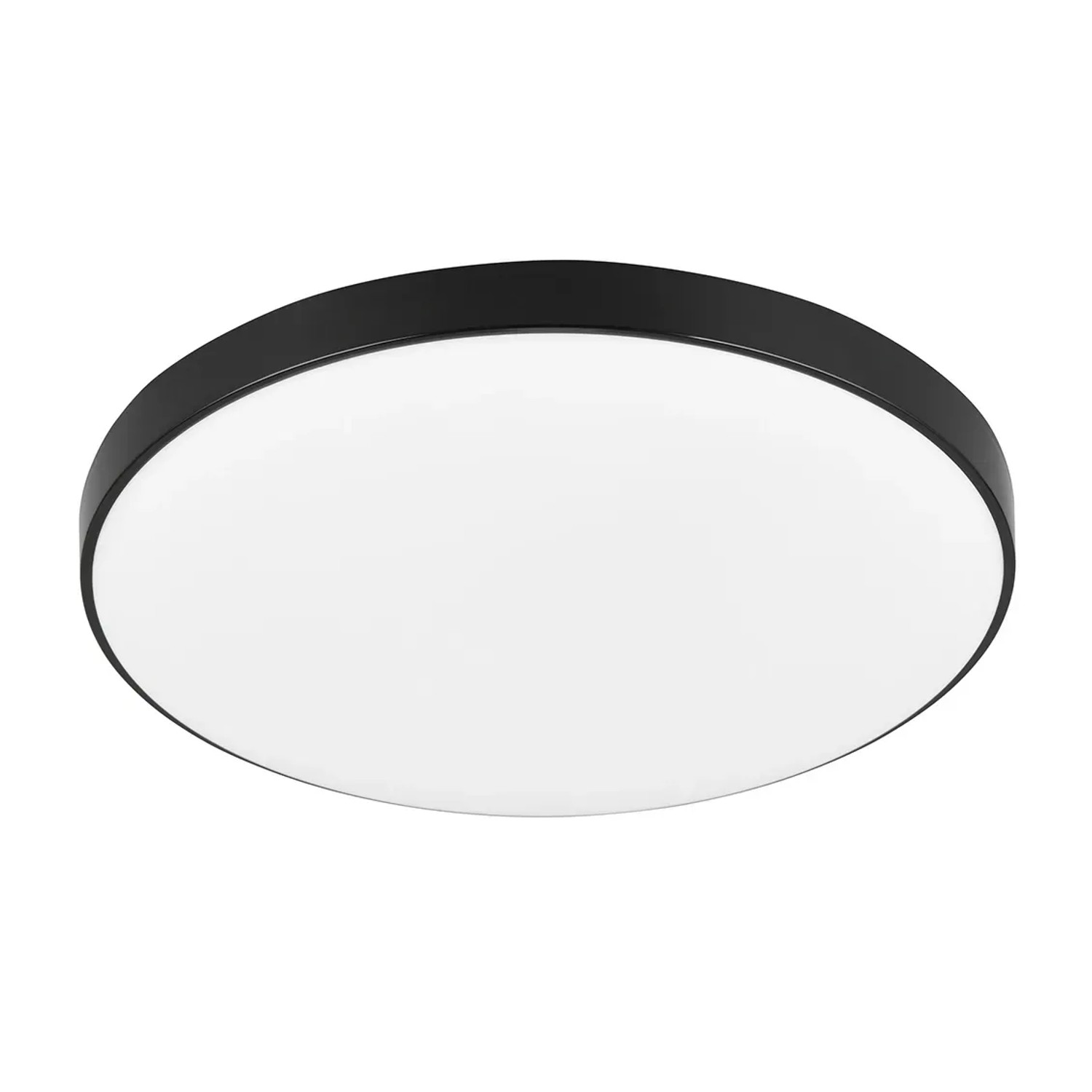 Schwarze, runde Reality LED-Deckenleuchte Alioth mit neutralweißem Licht für Bad und Wohnraum.