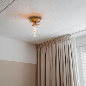QAZQA Moderne Deckenleuchte Bronze mit Glaskuppel