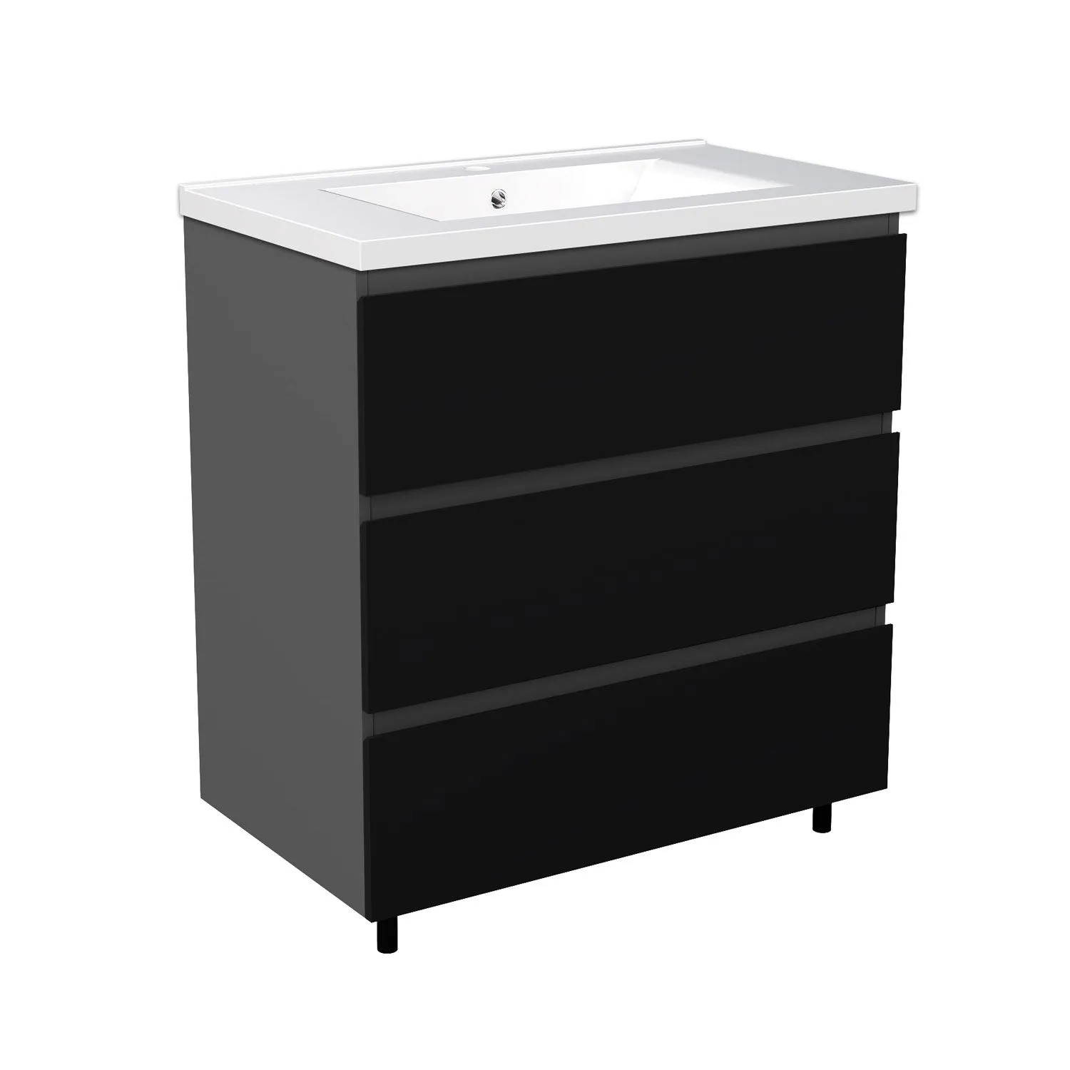 Duschspa Badmöbel-Set KEORI 80 cm Waschtisch mit Unterschrank Softclose Grifflos 3 Große Schubladen