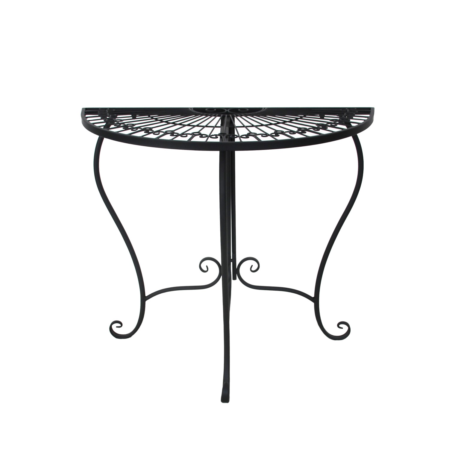 Garden Pleasure Gartentisch Fako Halbrund Schwarz 40 cm x 80 cm günstig online kaufen