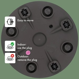 Detailaufnahme des Deroma Millennium Pflanztopfs Ø 59 cm in Anthrazit mit Rollen.