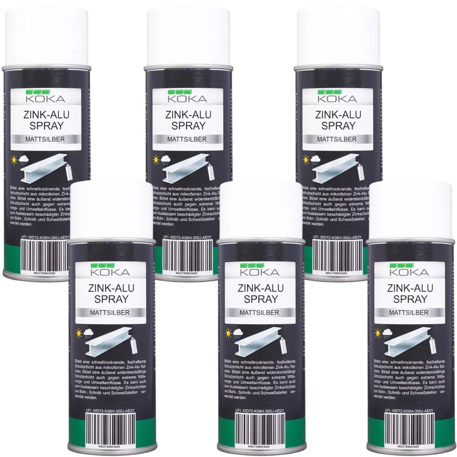 KOKA 6x Zink-Alu Spray Silber Matt
