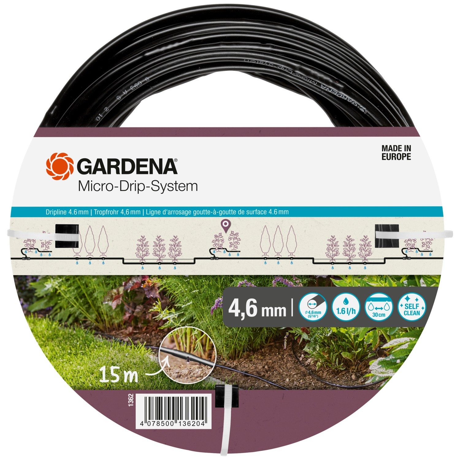 Gardena Tropfrohr Erweiterungs-Set oberirdisch 4,6 mm (3/16 Zoll) 15 m