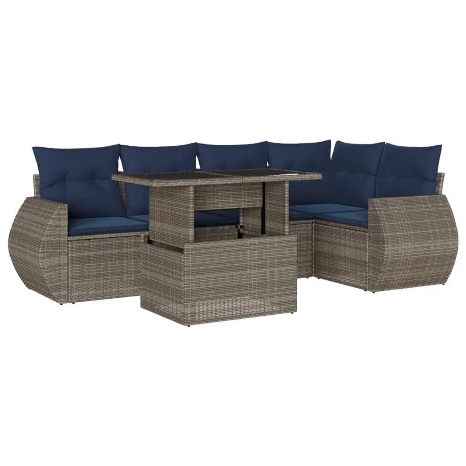 vidaXL 6-Tlg Gartensofa-Set mit Kissen Grau Polyrattan 3268521 günstig online kaufen