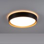 Schwarze LED-Deckenleuchte Emilia, Ø 40 cm, mit Holzoptik. Moderne Deckenlampe für Wohnräume.