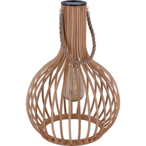 Dekorative Solar-Laterne Nardelli aus Bambus und Jute mit warmweißer LED. Ø 28 cm.