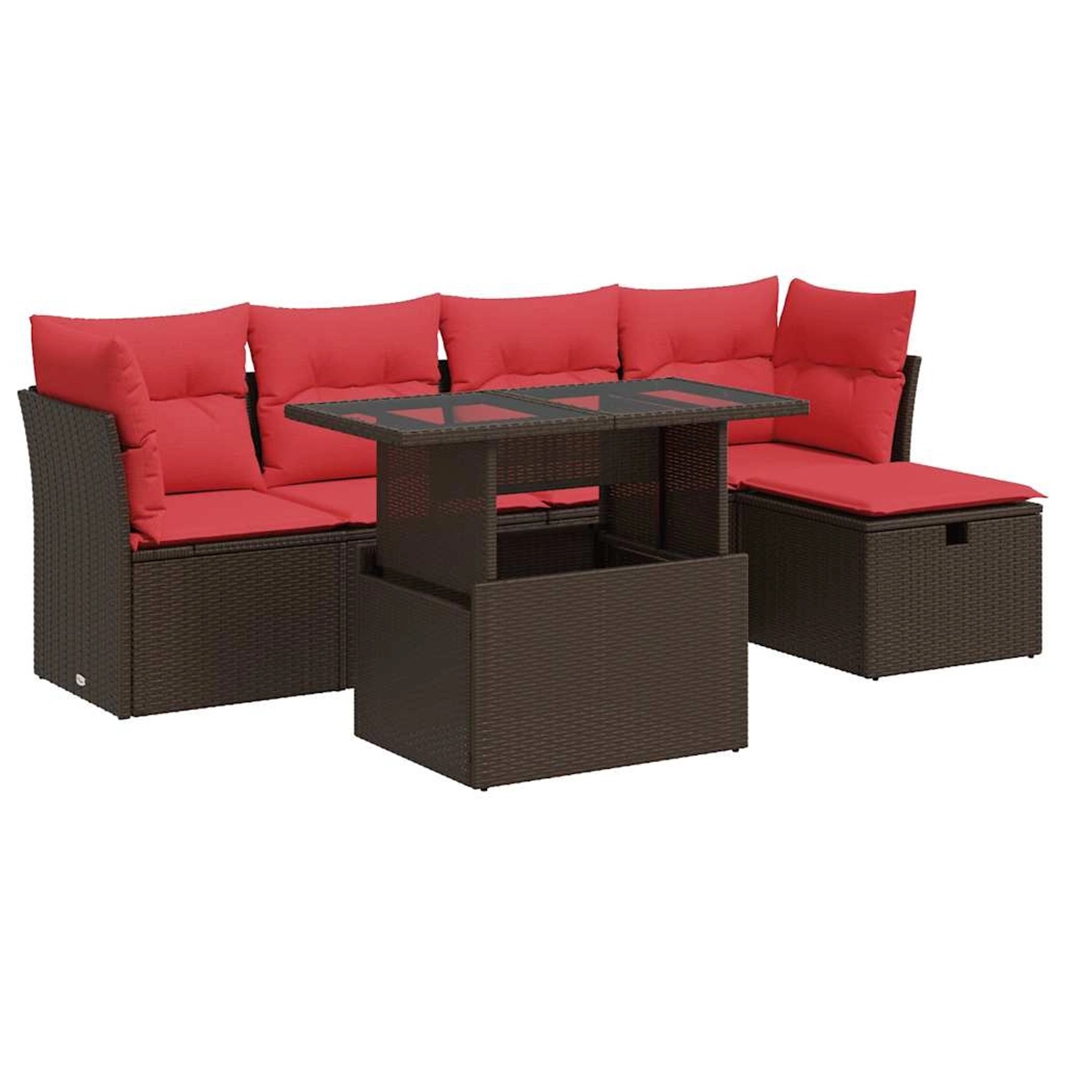 vidaXL 6-Tlg Garten-Sofagarnitur mit Kissen Braun Poly Rattan Akazie 332614 günstig online kaufen