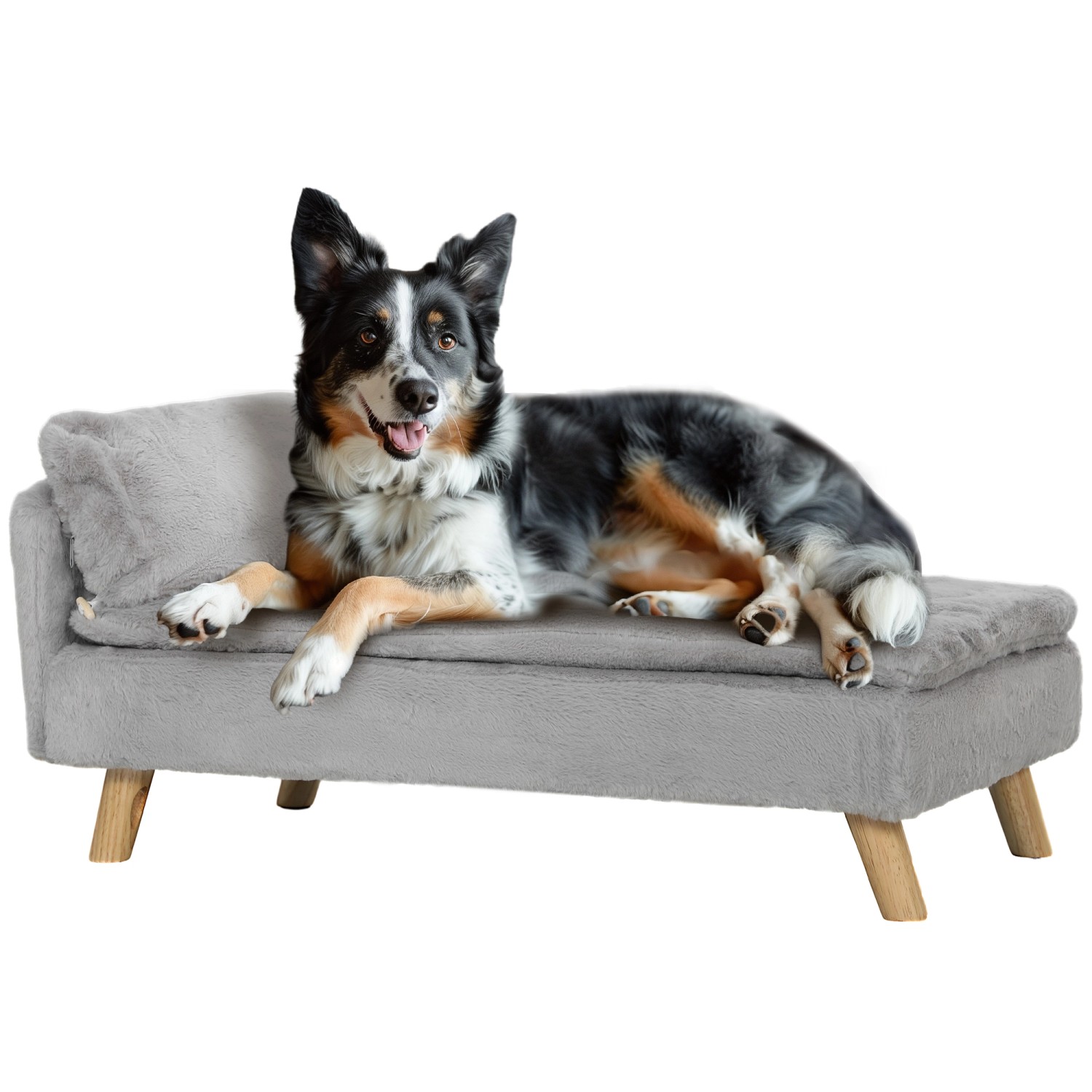 PawHut Hundesofa Polyester Schaumstoff Hellgrau 80L x 50B x 40H cm