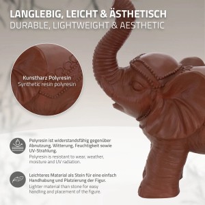 Brauner Deko-Elefant von ML-Design, orientalisch verziert, für Innen & Außen. Dekorative Figur für Garten und Balkon.