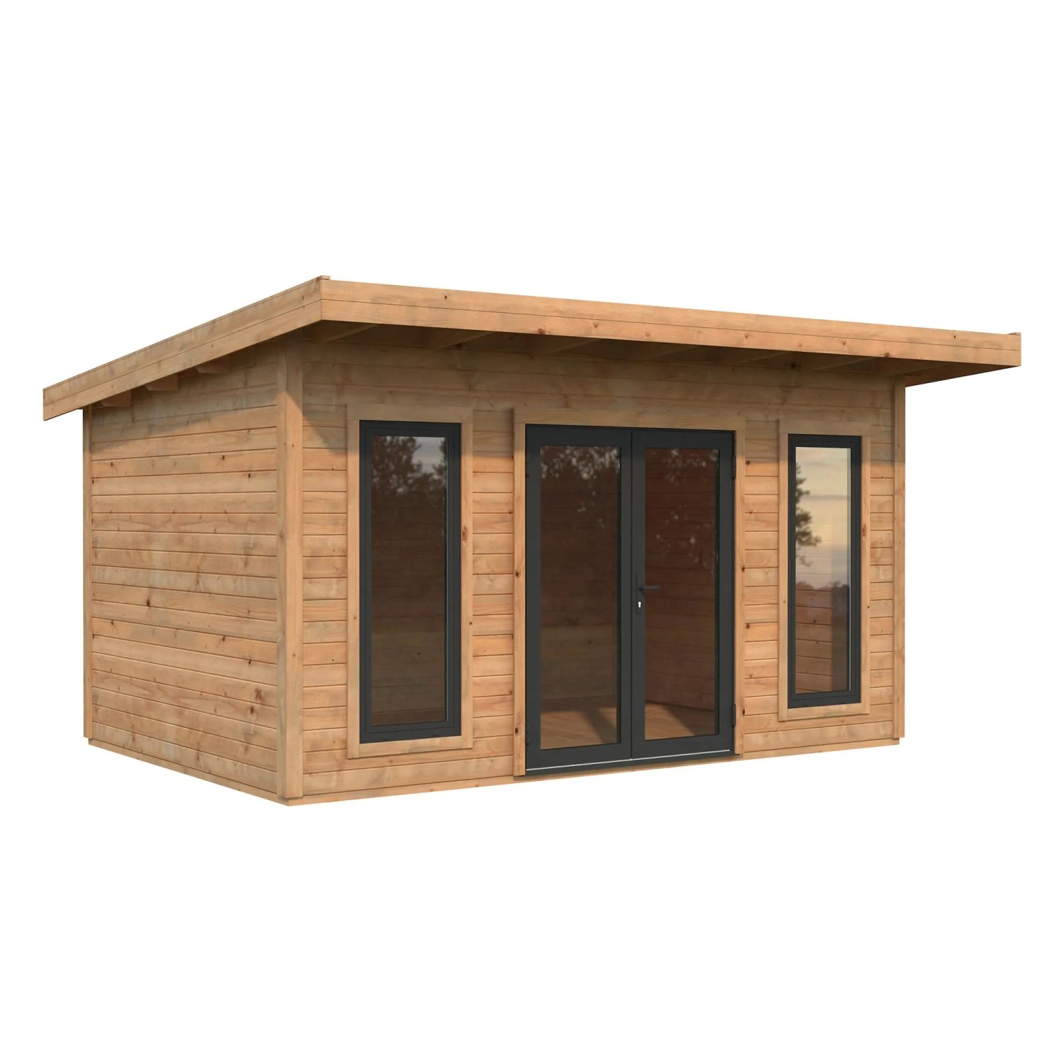 Palmako Holz-Gartenhaus Aurelia Pultdach Tauchgrundiert 446 cm x 300 cm 12,7 m²