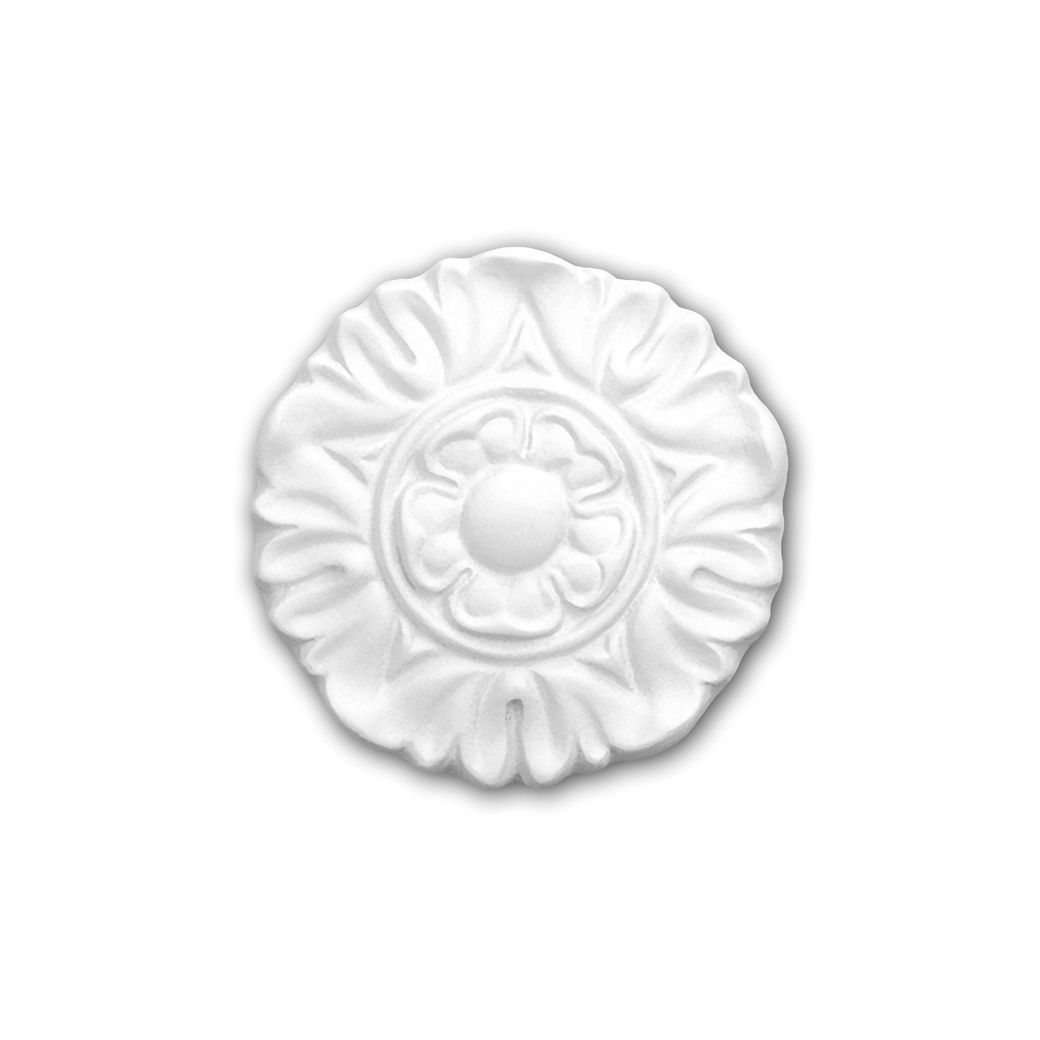 PROFHOME 160017 RoSette dekoratives Element Stuckdekor aus Polyurethan 9 cm 9,0 cm x 1,5 cm Weiß